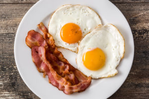 Fried eggs and bacon